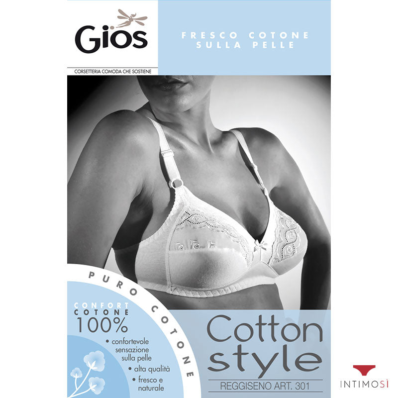 Reggiseno classico donna in cotone con pizzo