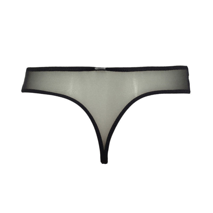 Perizoma nero in tulle ricamato