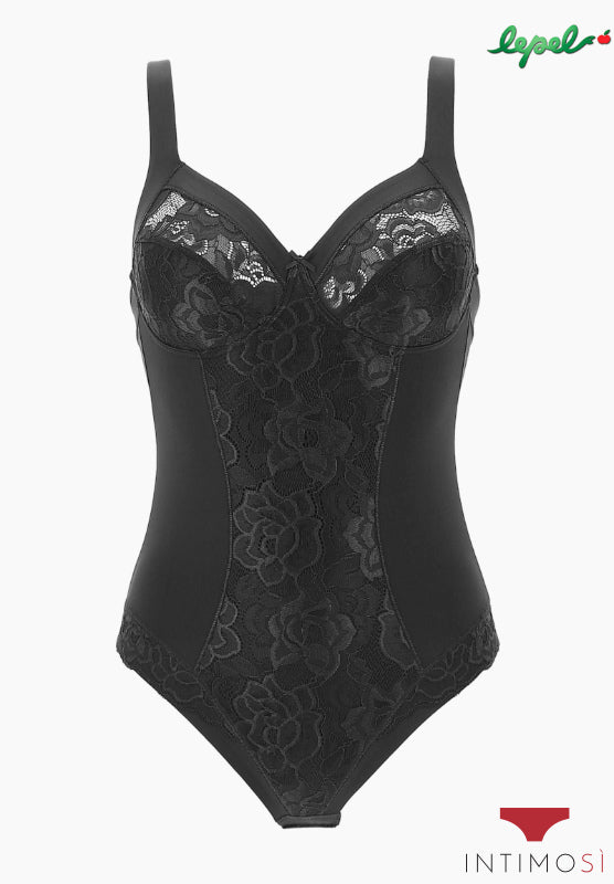 Body in pizzo contenitivo lepel nero