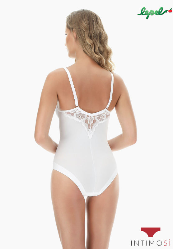 Body liscio in microfibre bianco lepel