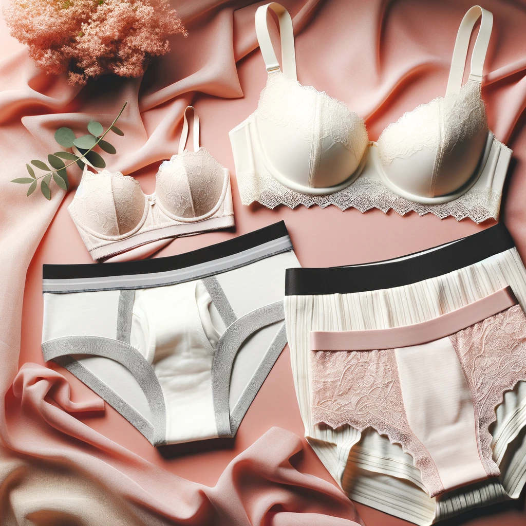 Intimo da uomo e donna su fondo rosa