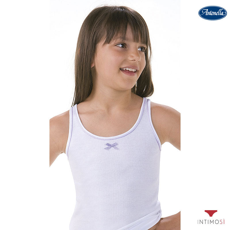 Canotta intima bimba spalla stretta cotone a costina | Antonella 52F412 ...