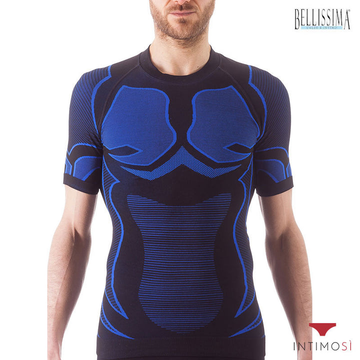 Maglia intima sportiva da uomo mezza manica blu