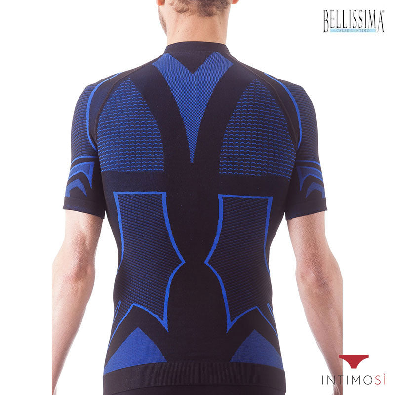 Maglia intima sportiva da uomo mezza manica blu