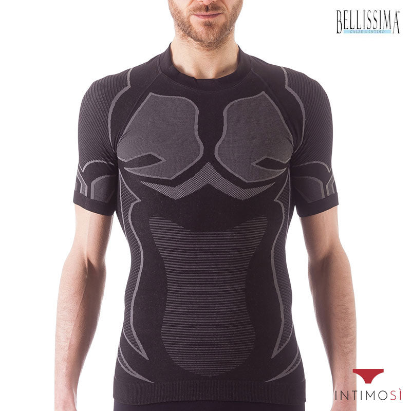 Maglia intima sportiva da uomo mezza manica nera