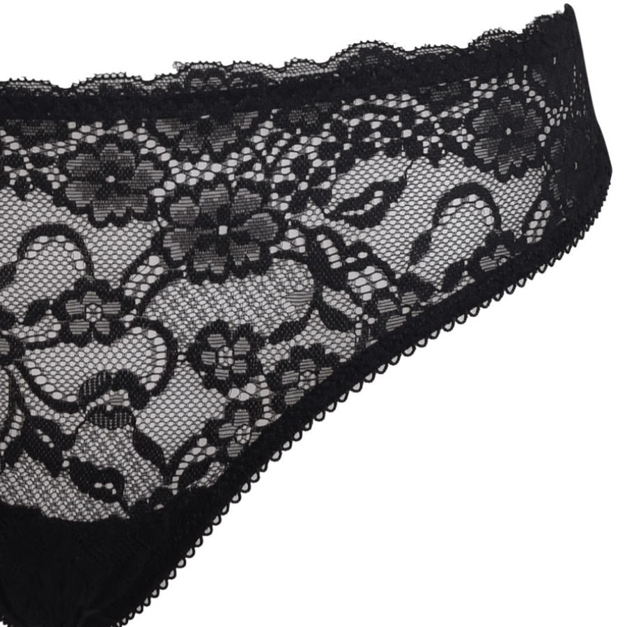 Mutandina Brasiliana SIELEI Con Pizzo Modello 2447 Wonder Lace - Colore Nero, Lavabile In Lavatrice