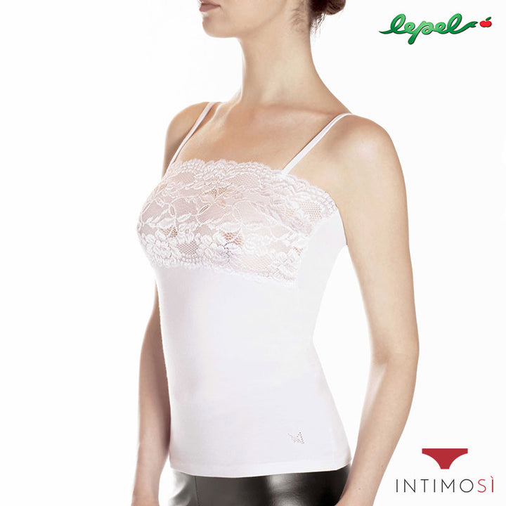 Canottiera donna spalla stretta con pizzo