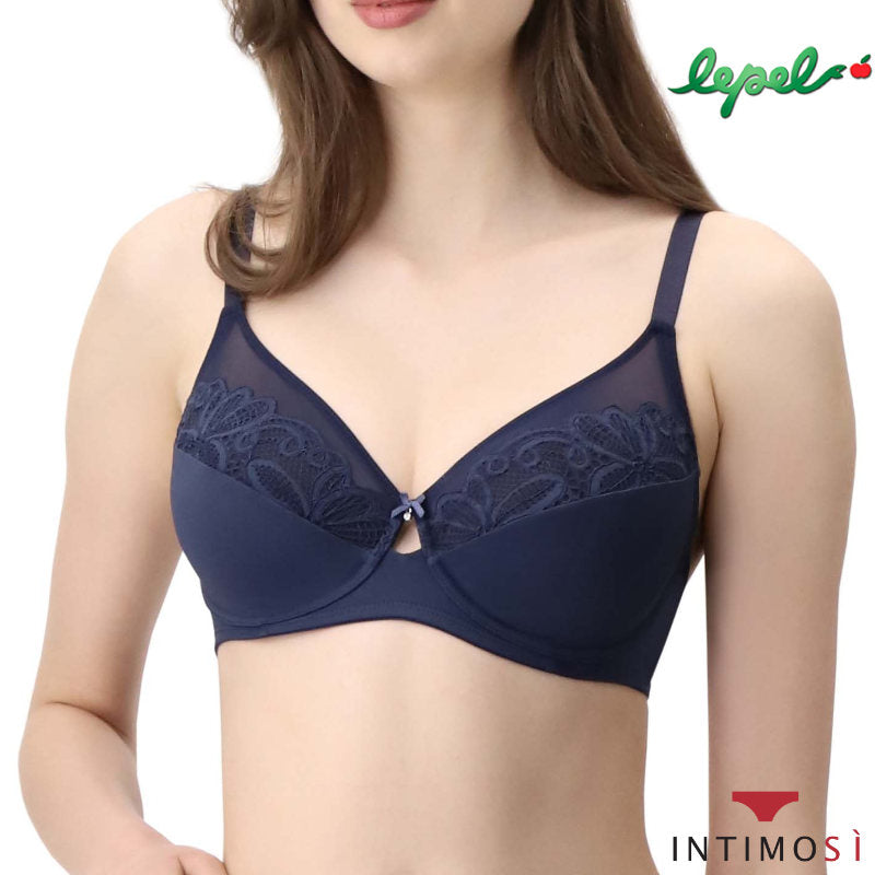 Reggiseno balconcino Coppa C e D in pizzo e cotone Lepel 461