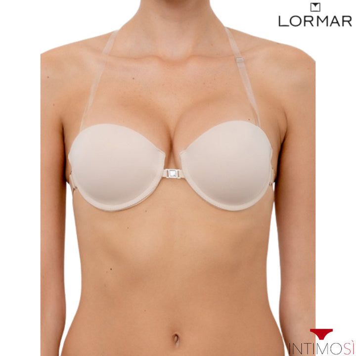 Reggiseno color nudo con spalline trasparenti