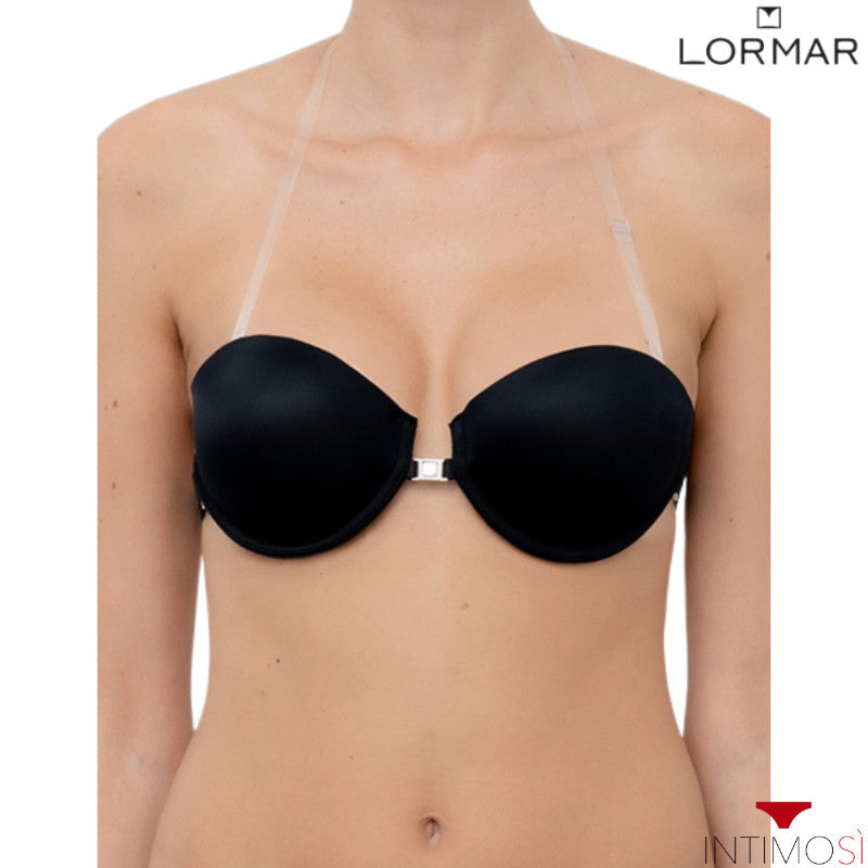 Reggiseno a fascia nero con spalline trasparenti