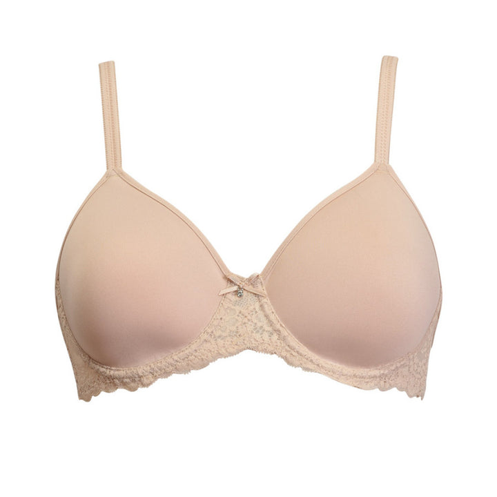 reggiseno color cipria con pizzo e microfibra