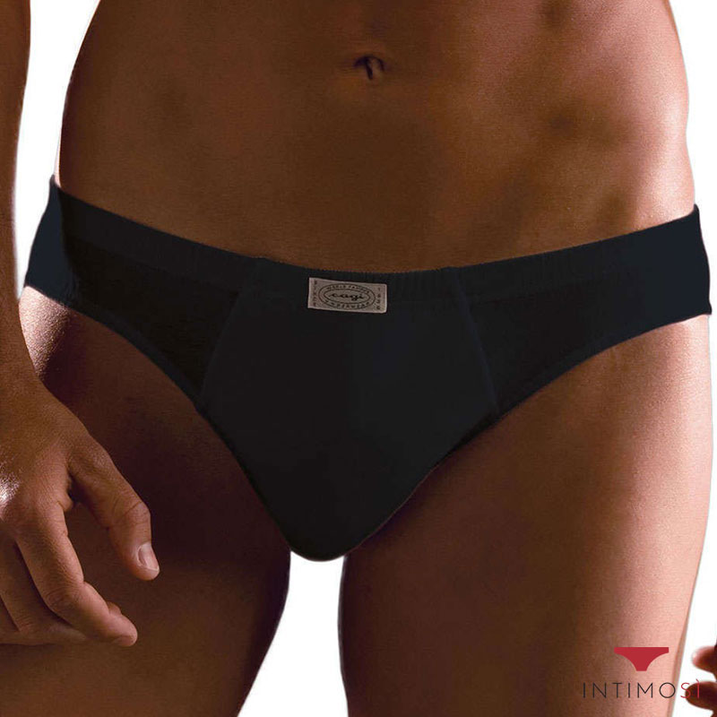 Slip nero mini da uomo in cotone con elastico