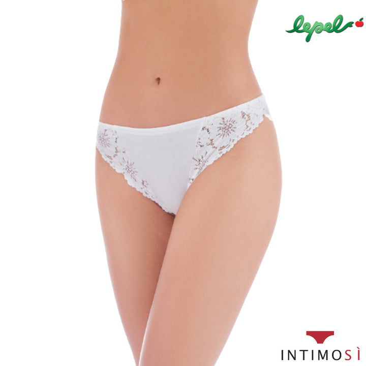 Slip brasiliano con pizzo bianco