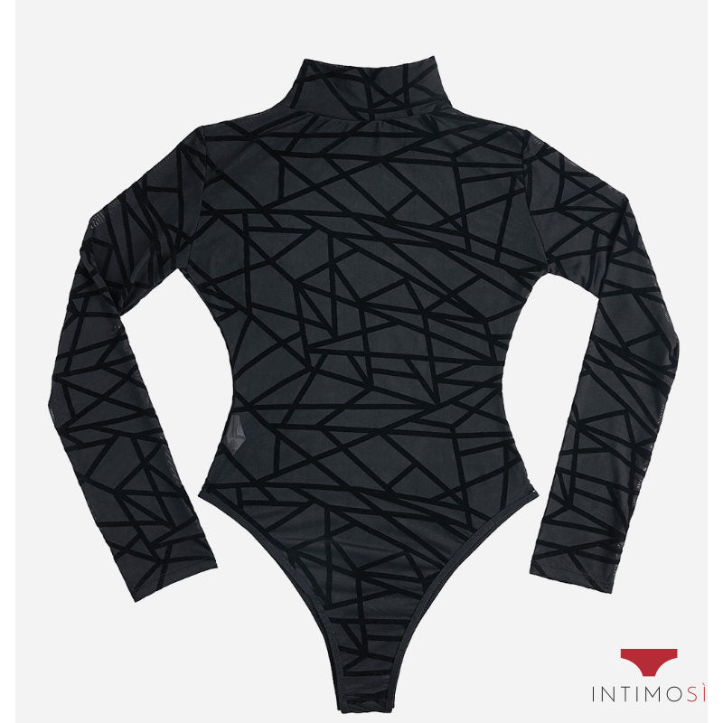 Body donna nero manica lunga