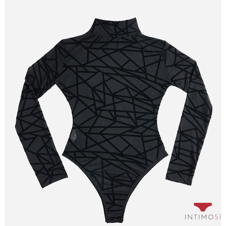 Body donna nero manica lunga