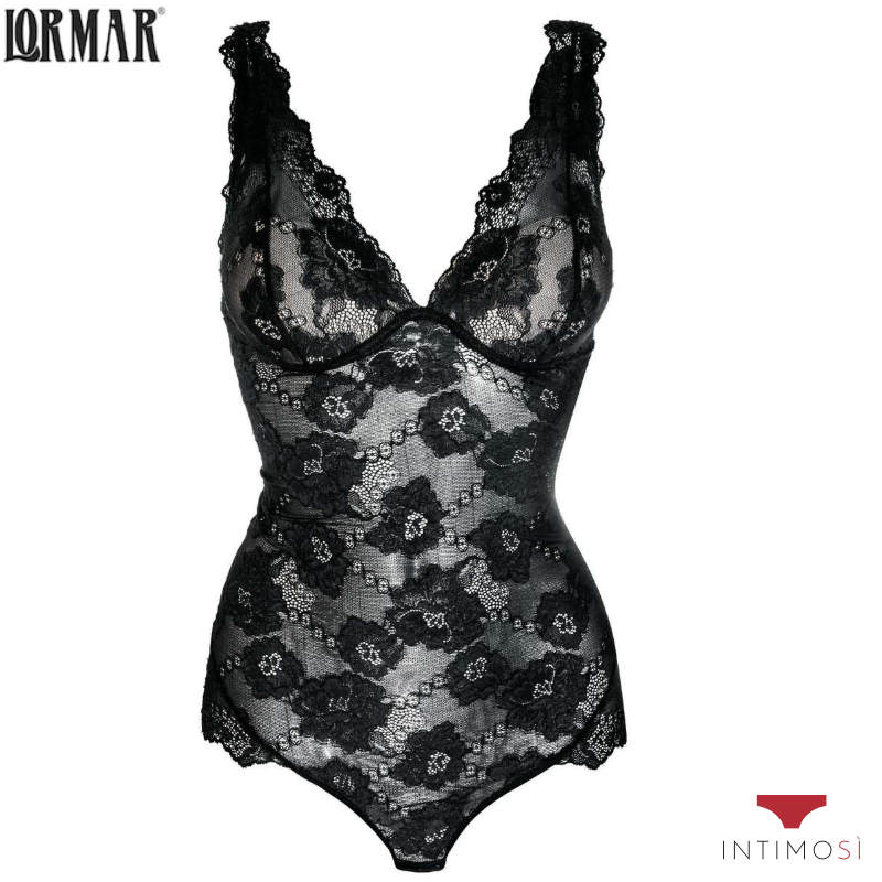 Body donna nero con pizzo